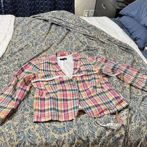 Talbots Multicolor Plaid Blazer. Summer weight.
